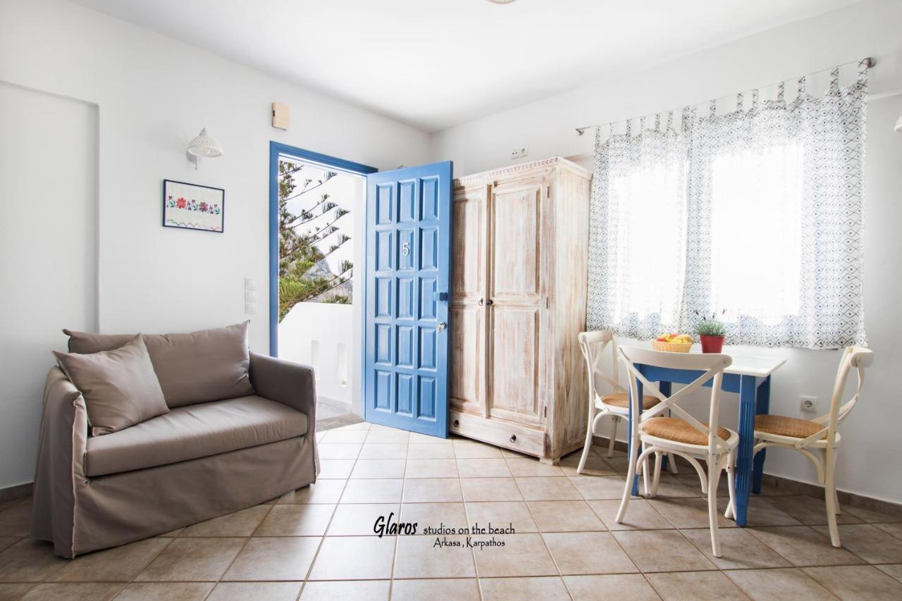 Glaros Luxury Studio On The Beach Apartment Arkasa Bagian luar foto